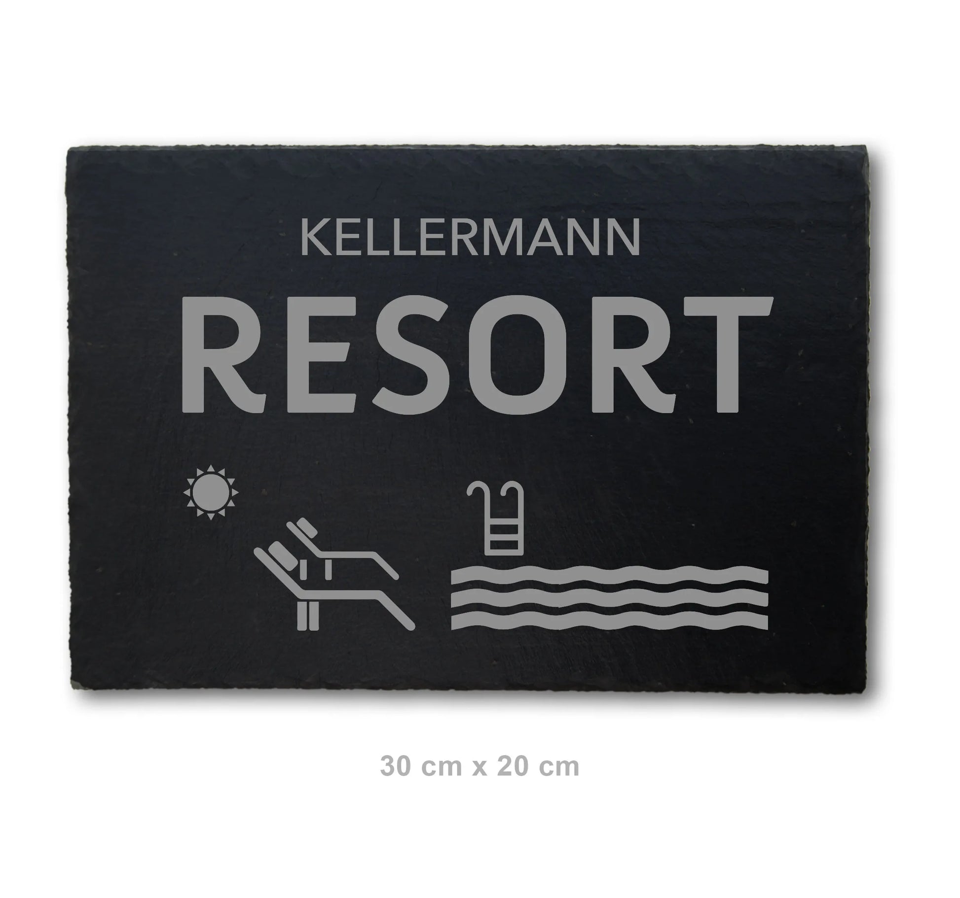 RESORT - personalisiertes Schieferschild für den eigenen Pool-Bereich - Jeske Design