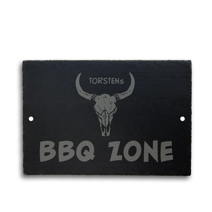 BBQ-ZONE - Personalisiertes Schieferschild für die BBQ-Lounge - Jeske Design