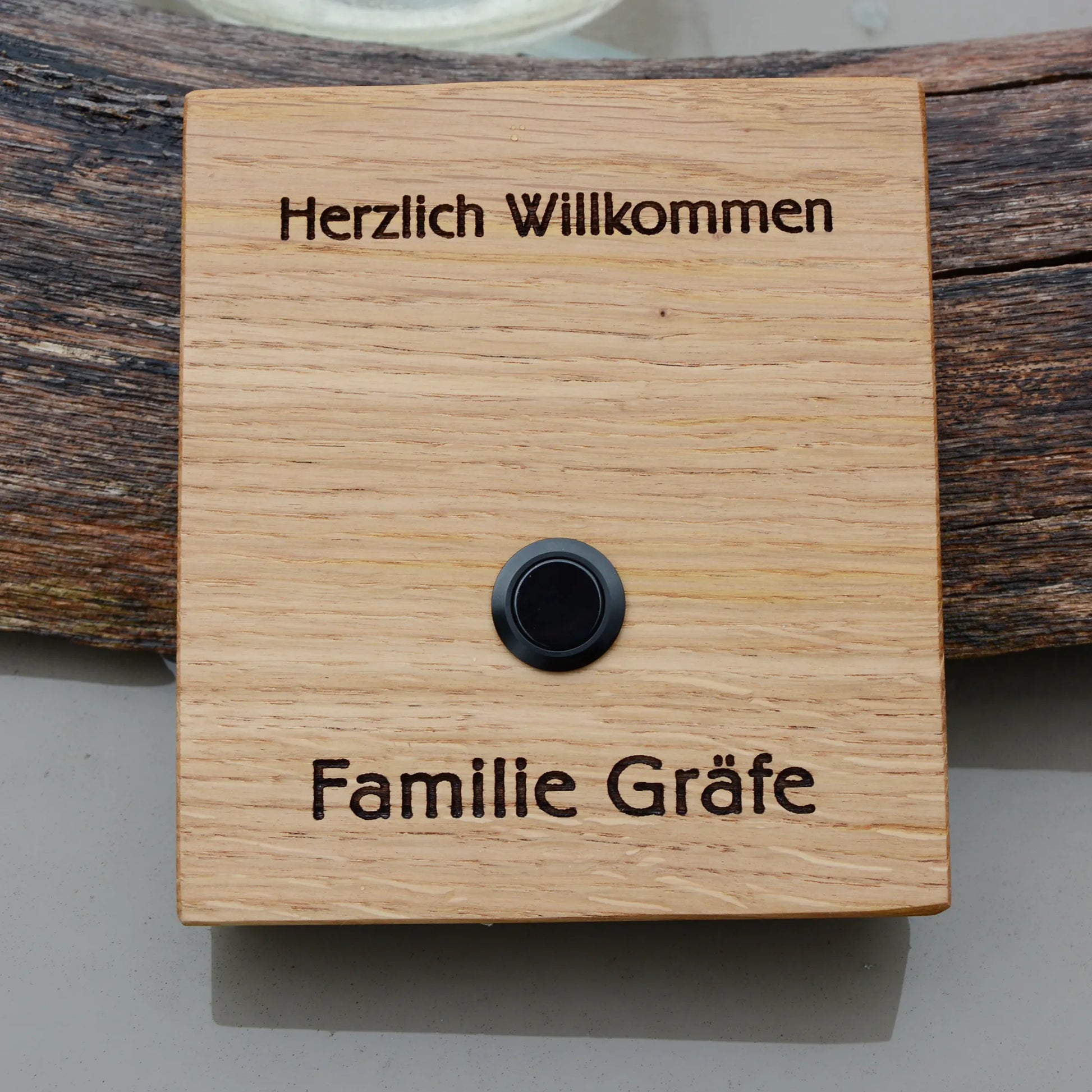 Holz Klingelschild aus Eiche - Motiv FEININGER - Jeske Design