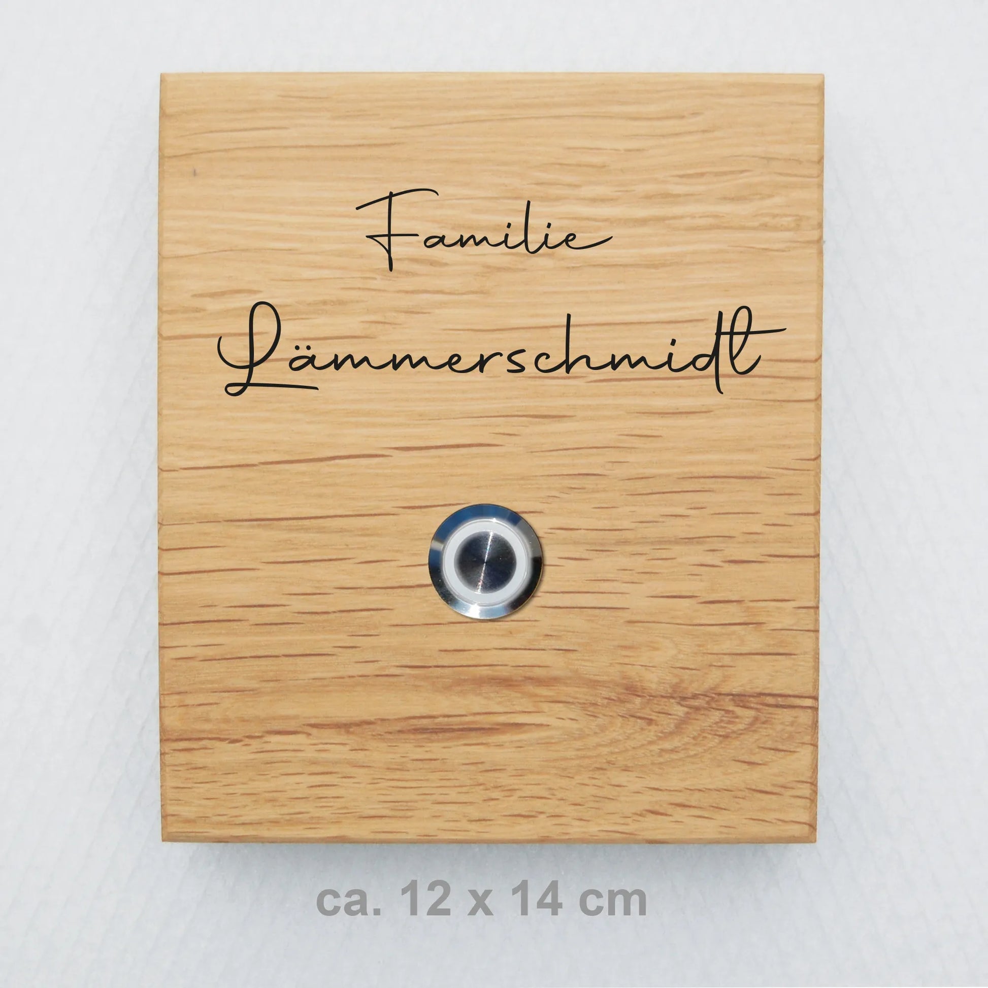 Holz Klingelschild aus EICHE - Motiv LÄMMERSCHMIDT - Jeske Design