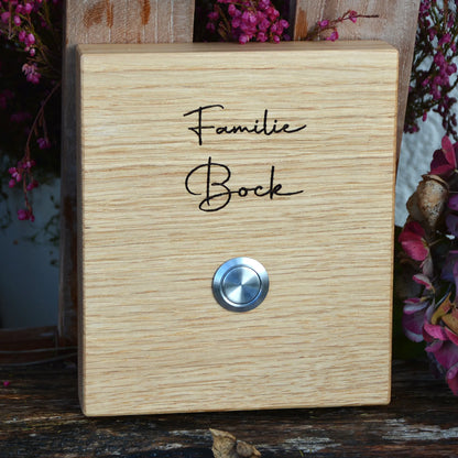 Holz Klingelschild aus EICHE - Motiv LÄMMERSCHMIDT - Jeske Design