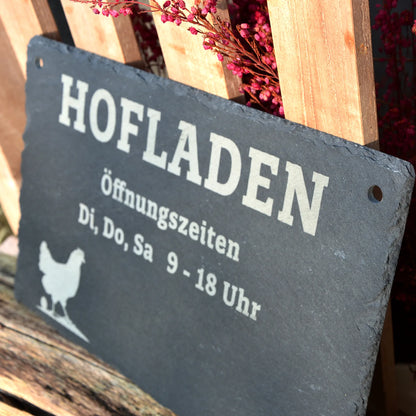 Personalisierbares HOFLADENschild – mit Öffnungszeitenangabe - Jeske Design