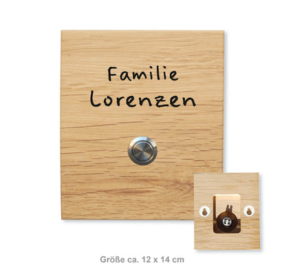 Holz Klingelschild aus Eiche - Motiv LORENZEN - Jeske Design