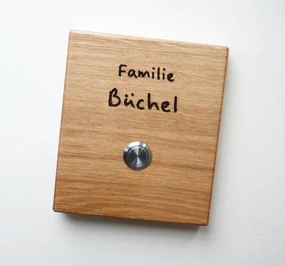 Holz Klingelschild aus Eiche - Motiv LORENZEN - Jeske Design