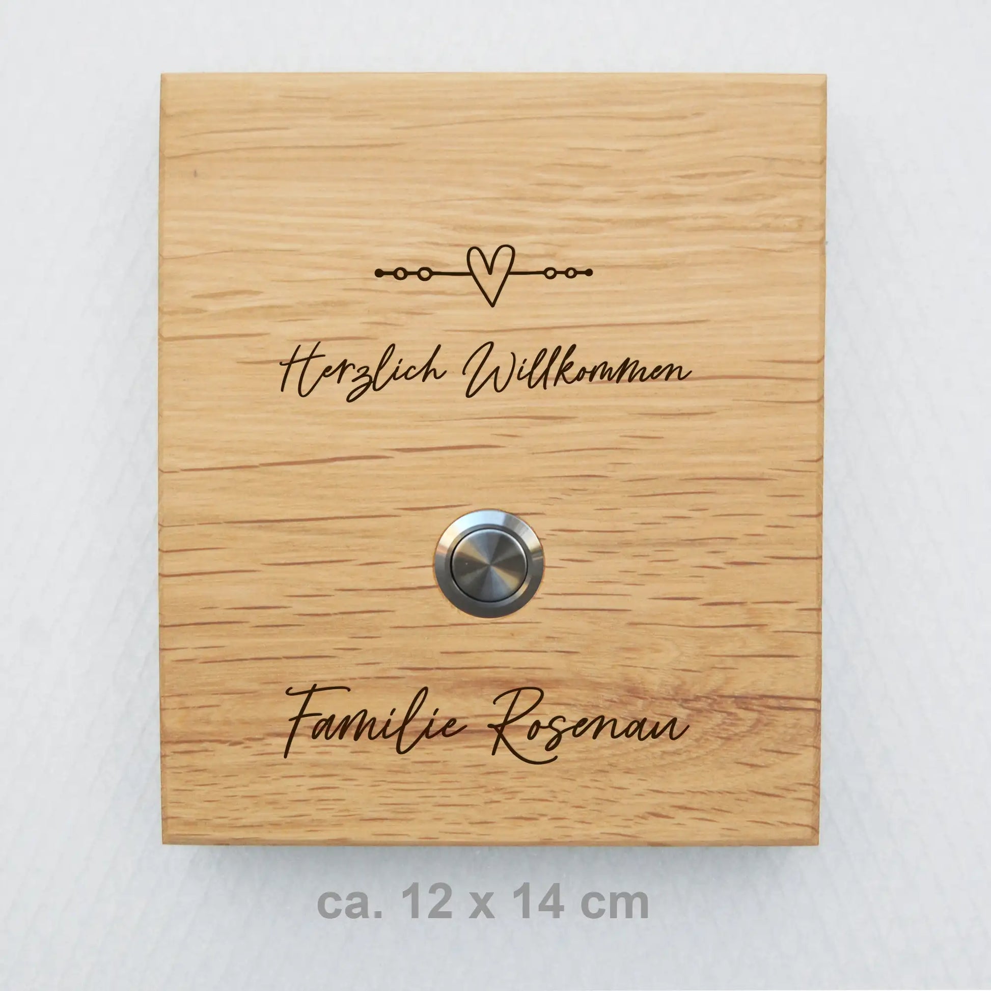 Holz Klingelschild aus Eiche - Motiv ROSENAU - Jeske Design