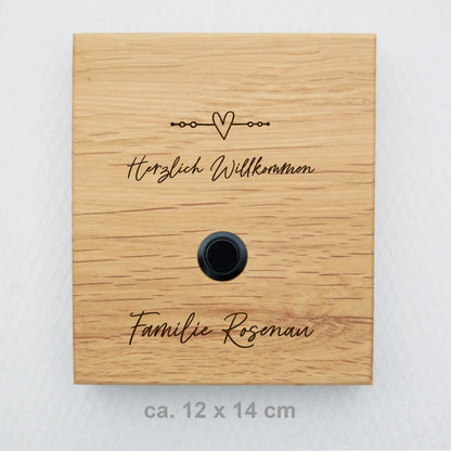 Holz Klingelschild aus Eiche - Motiv ROSENAU - Jeske Design