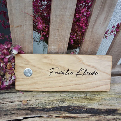 Edles Klingelschild aus Eiche - Querformat - Jeske Design