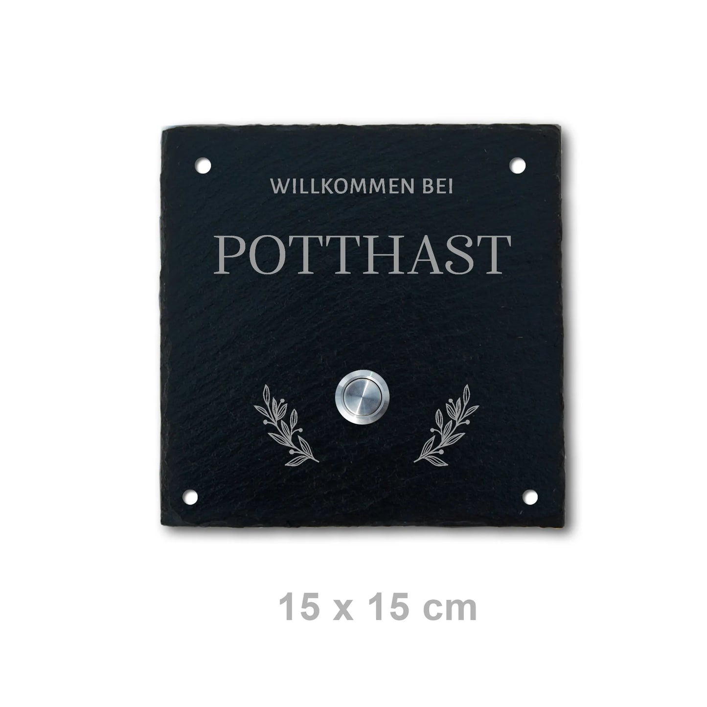 Personalisiertes Klingelschild aus Schiefer - Motiv POTTHAST - Jeske Design