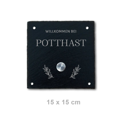 Personalisiertes Klingelschild aus Schiefer - Motiv POTTHAST - Jeske Design