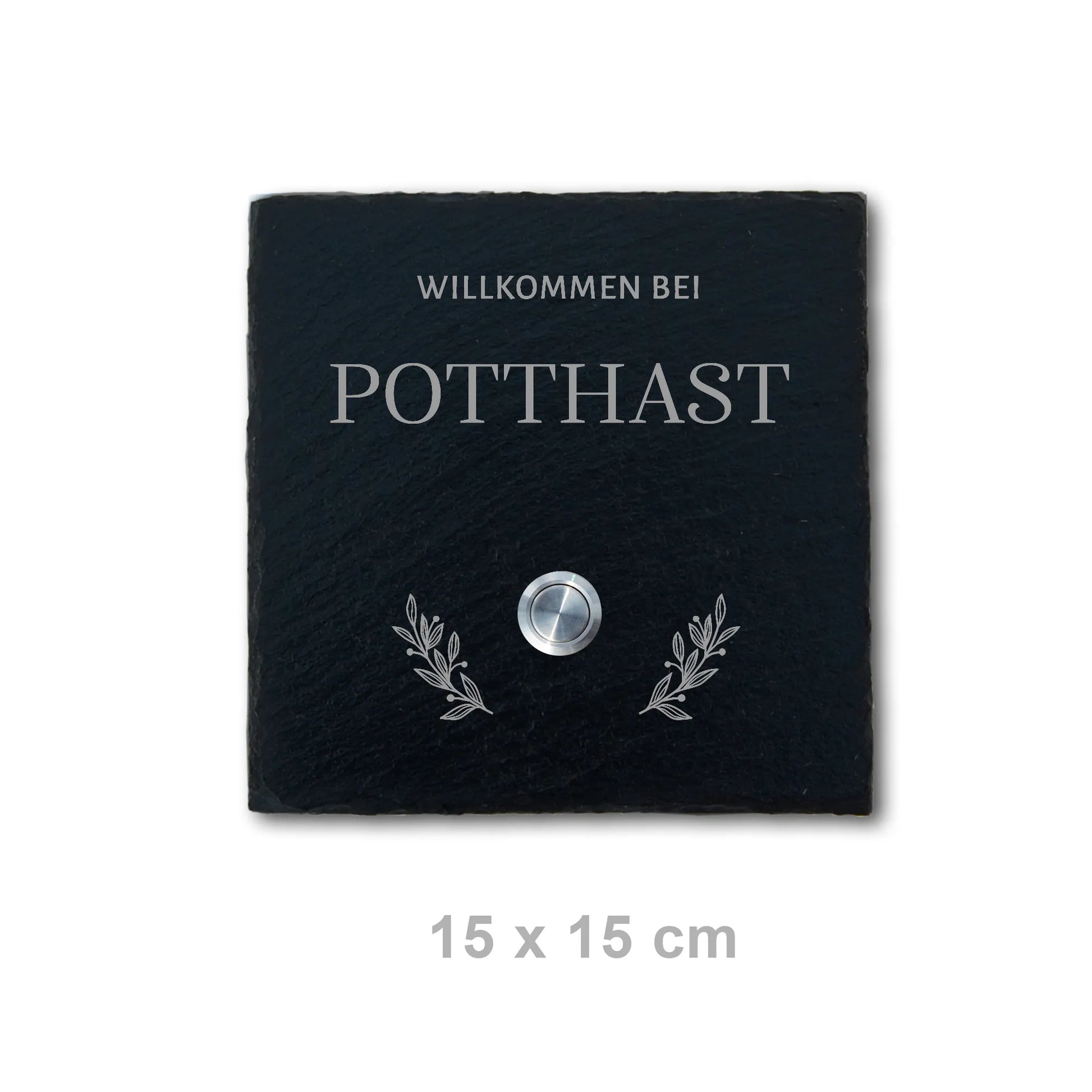 Personalisiertes Klingelschild aus Schiefer - Motiv POTTHAST - Jeske Design