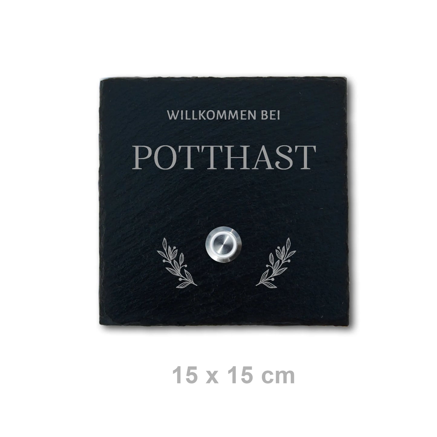 Personalisiertes Klingelschild aus Schiefer - Motiv POTTHAST - Jeske Design