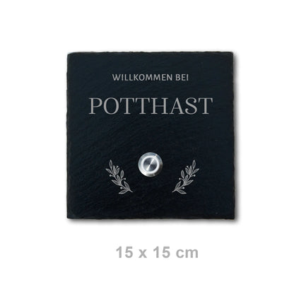 Personalisiertes Klingelschild aus Schiefer - Motiv POTTHAST - Jeske Design