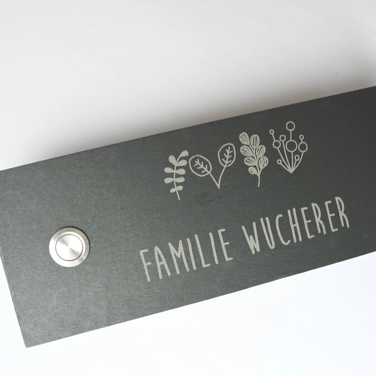 Klingelschild aus Schiefer - Motiv HARMS - Jeske Design