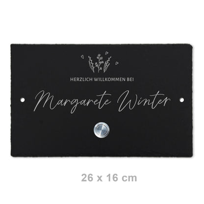 Klingelschild aus Schiefer - Motiv WIESE - Jeske Design