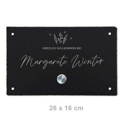 Klingelschild aus Schiefer - Motiv WIESE - Jeske Design