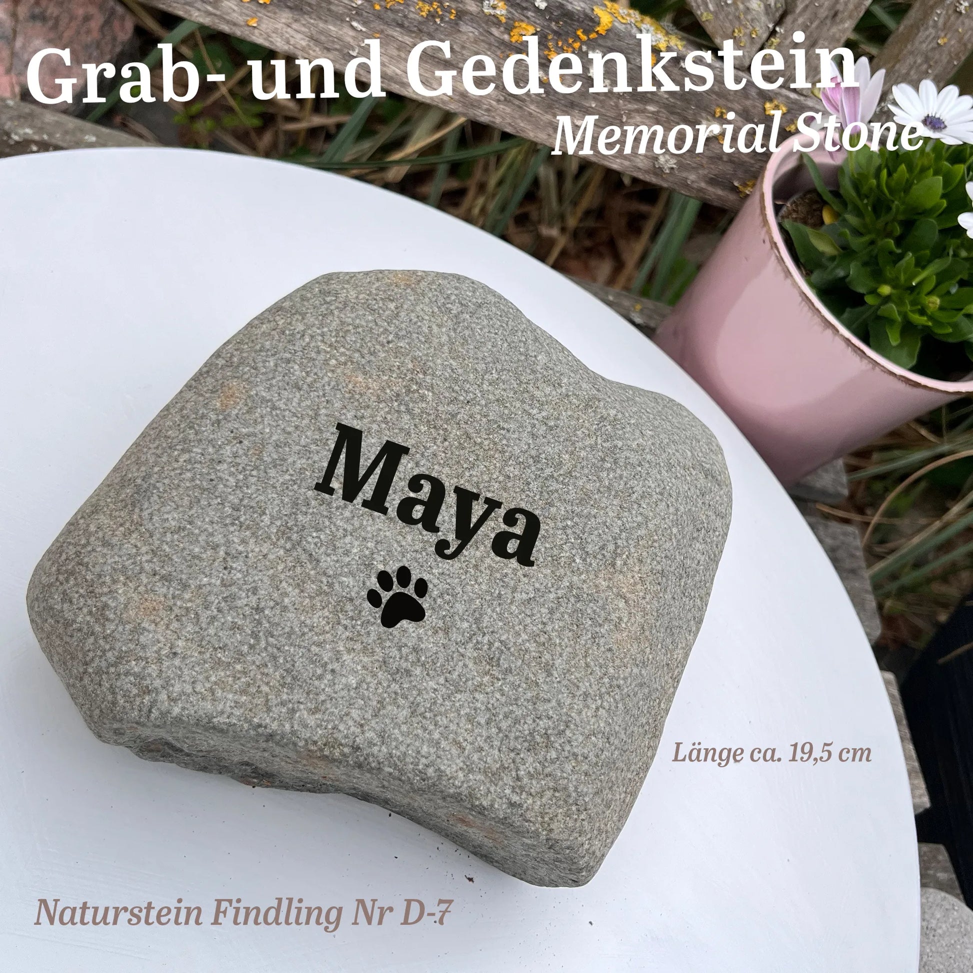 Tiergrabstein für Hunde & Katzen aus Naturstein - Stein Nr. D-7 - Jeske Design