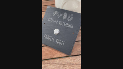 Plaque de sonnette en ardoise - motif HARMS