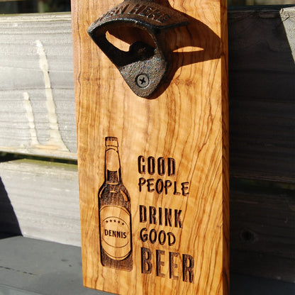 Personalisierter Wand‑Flaschenöffner aus Holz mit Magnet - Jeske Design